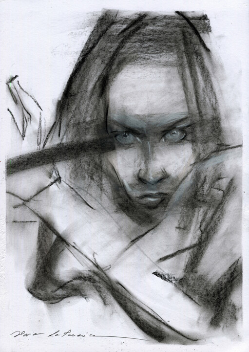 Рисунок под названием "Fiona Apple 3" - Ilaria La Preziosa, Подлинное произведение искусства, Древесный уголь