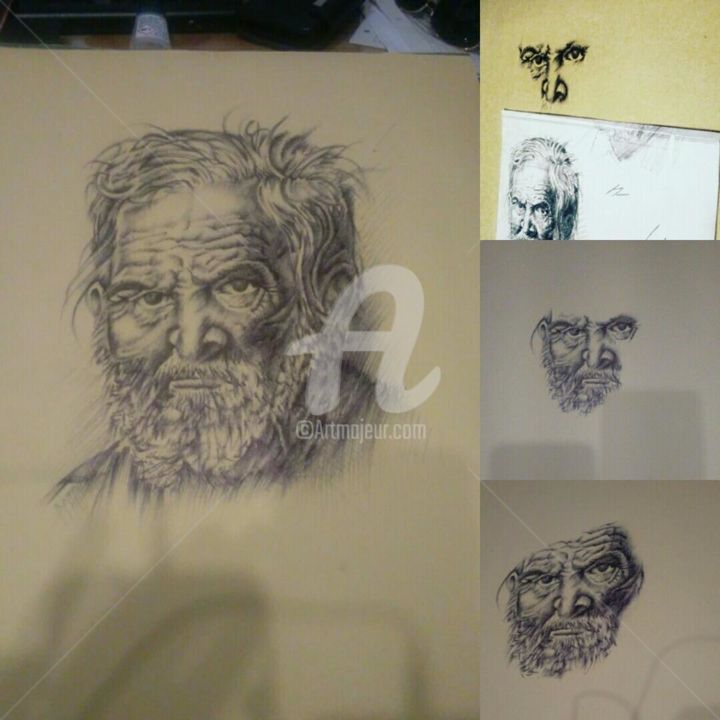 Disegno intitolato "Vecchio" da Ilaria Commendatore, Opera d'arte originale, Biro