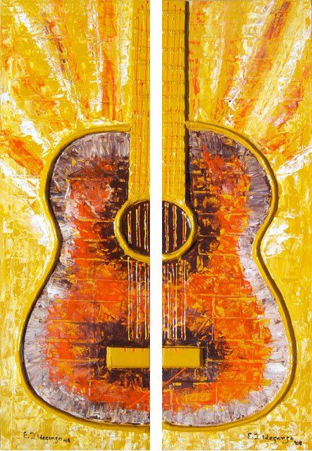 Pintura intitulada "GUITARRA CLASICA 2…" por Edna Ildefonso, Obras de arte originais