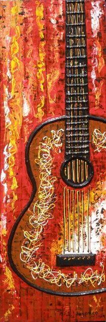 Pintura titulada "Guitarra Clasica Ro…" por Edna Ildefonso, Obra de arte original
