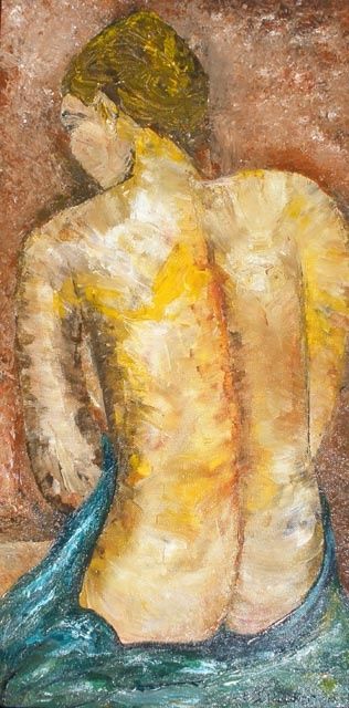 Painting titled "Mujer en la intimid…" by Edna Ildefonso, Original Artwork
