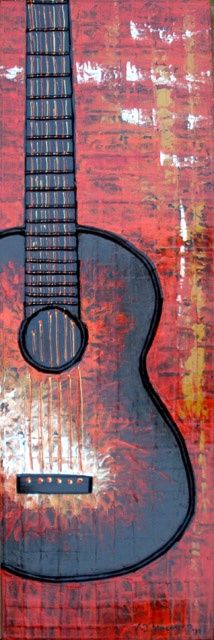 Painting titled "Guitarra Clasica Ro…" by Edna Ildefonso, Original Artwork