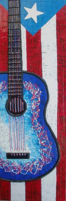Painting titled "Guitarra Clasica Ba…" by Edna Ildefonso, Original Artwork