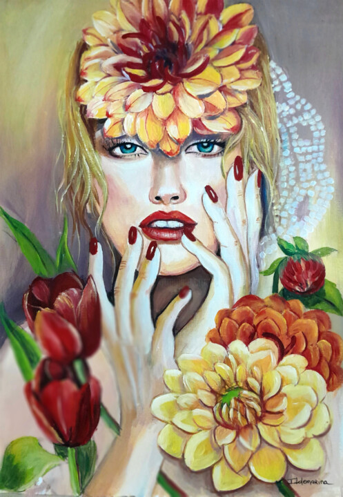 Painting titled "Olhar a Primavera" by Ildemarina Rodrigo, Original Artwork, Acrylic