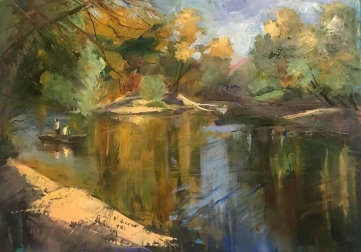 Painting titled "Hárosi bay" by Ildikó Biri, Original Art, Oil