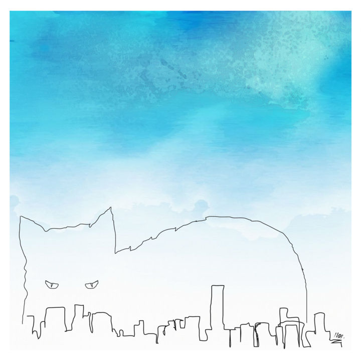 Artes digitais intitulada "Urban Cat" por Ildo Nascimento, Obras de arte originais, Trabalho Digital 2D