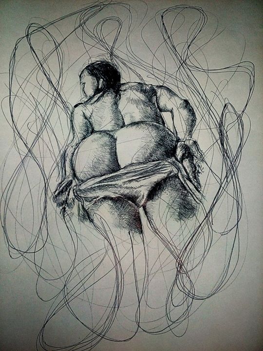 Drawing titled "Senza Titolo" by Ilenia Errico, Original Artwork, Ballpoint pen