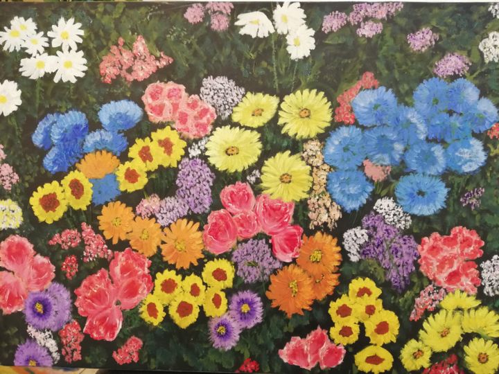 Schilderij getiteld "полевые цветы" door Ilgar Mustafayev, Origineel Kunstwerk, Olie