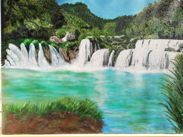 Pintura titulada "водопад" por Ilgar Mustafayev, Obra de arte original, Oleo