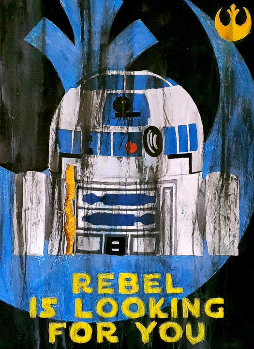 Schilderij getiteld "Star Wars - R2d2" door Ilguada, Origineel Kunstwerk, Acryl