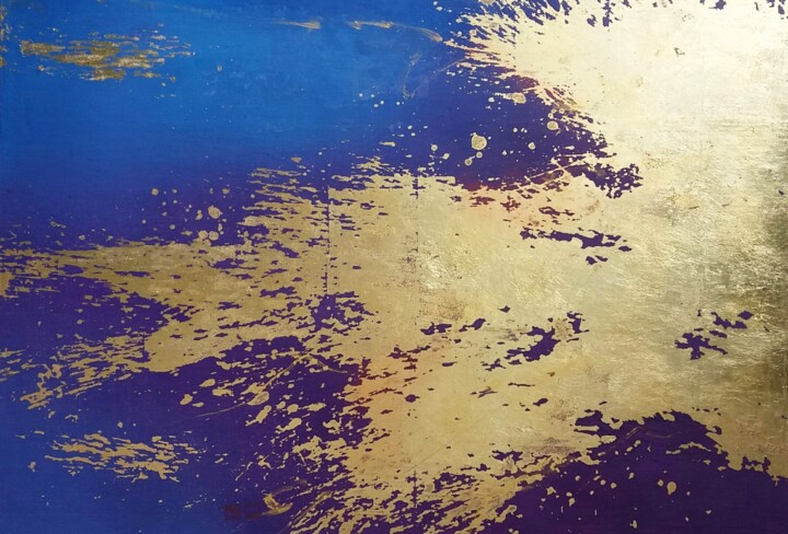 Painting titled "golden rain #XXVIII" by Ilgvars Zalans, Original Artwork, Acrylic