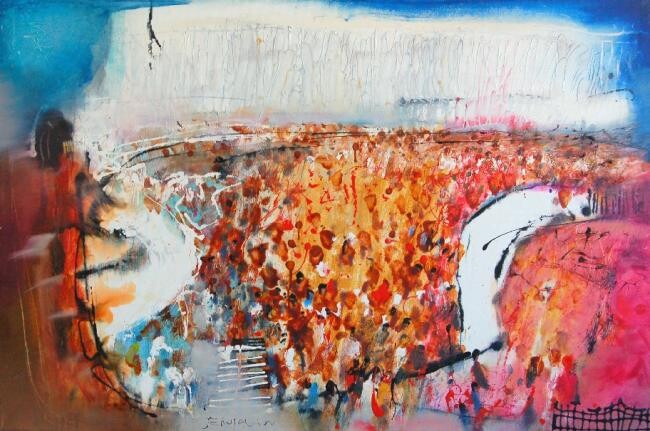 Schilderij getiteld "the wall" door Ilgvars Zalans, Origineel Kunstwerk