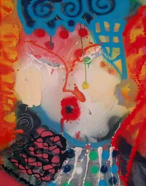 Painting titled "beijing opera" by Ilgvars Zalans, Original Artwork, Airbrush