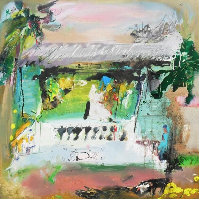 Painting titled "House at Pekan" by Ilgvars Zalans, Original Artwork, Oil