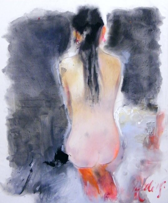 Painting titled "nude015" by Ilgvars Zalans, Original Artwork, Oil