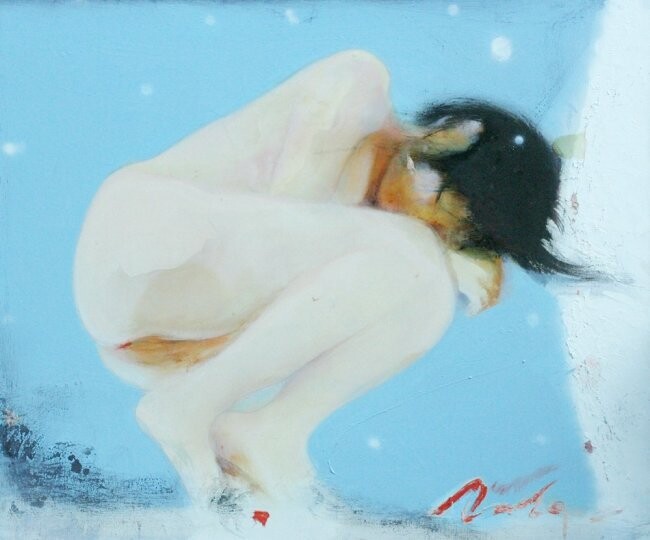 Painting titled "nude blue" by Ilgvars Zalans, Original Artwork, Oil