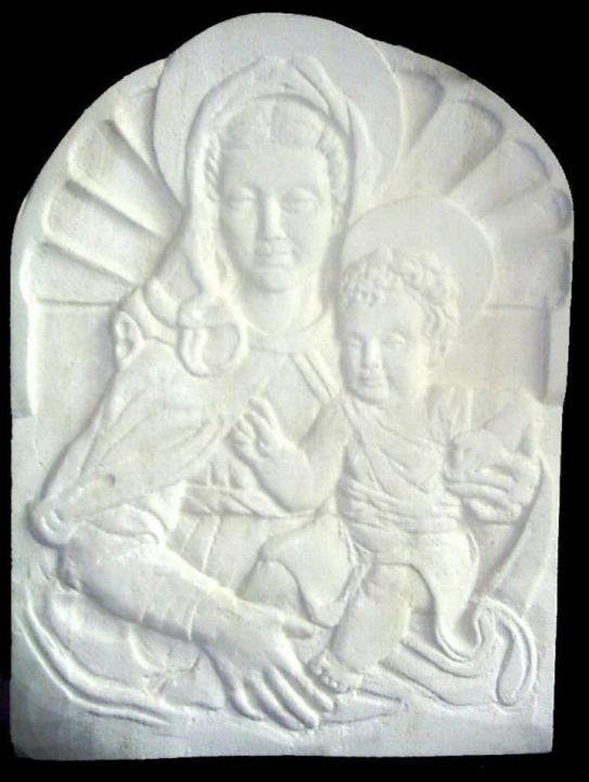 Sculpture intitulée "Madonna and child" par Andreevi, Œuvre d'art originale, Pierre