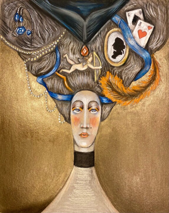 Pittura intitolato "Жар-птица Людовика" da Ilia Volkov, Opera d'arte originale, Pastello