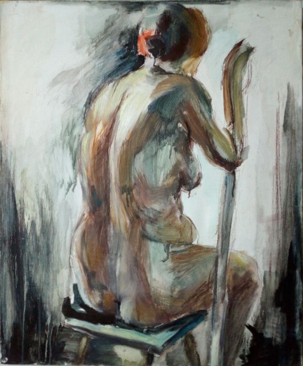 Malerei mit dem Titel "Act N4" von Ilija Milchov, Original-Kunstwerk, Öl