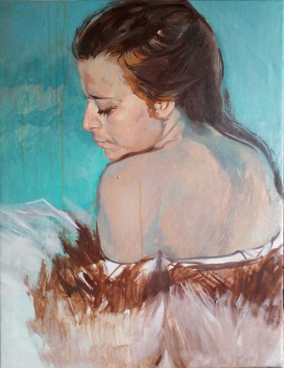 Peinture intitulée "Young lady" par Ilija Milchov, Œuvre d'art originale, Huile