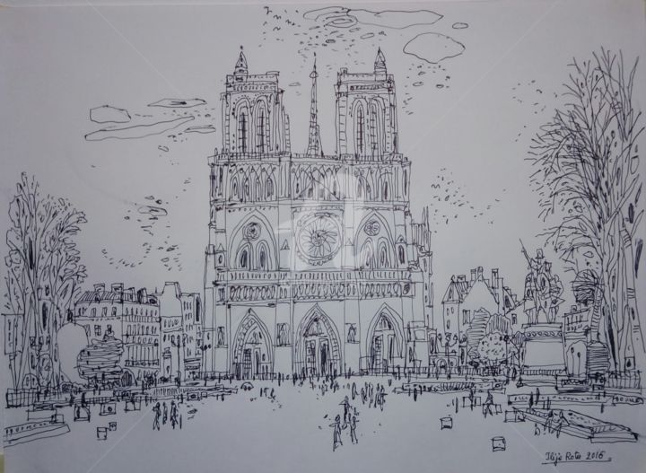 "Notredam - Paris" başlıklı Tablo Ilija Rota tarafından, Orijinal sanat