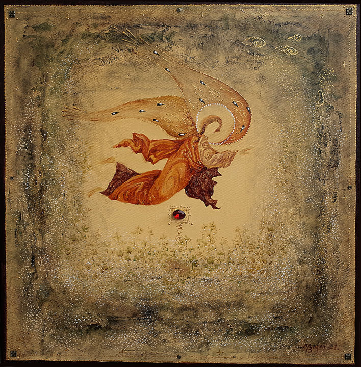 Painting titled "angel         ." by Iliko Popkhadze, Original Artwork, Oil