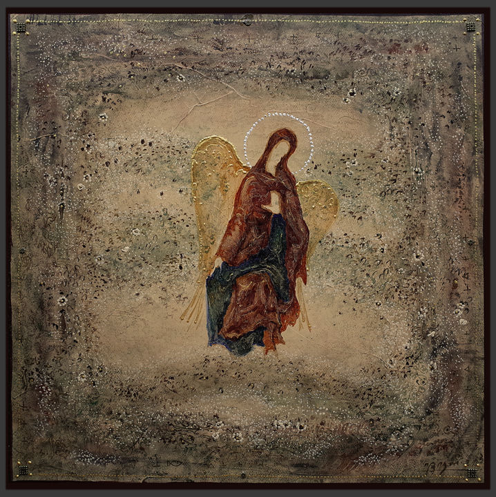 Картина под названием "angel ." - Iliko Popkhadze, Подлинное произведение искусства, Масло
