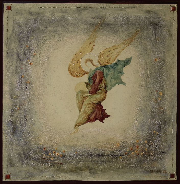 Painting titled "angel . . ." by Iliko Popkhadze, Original Artwork, Oil