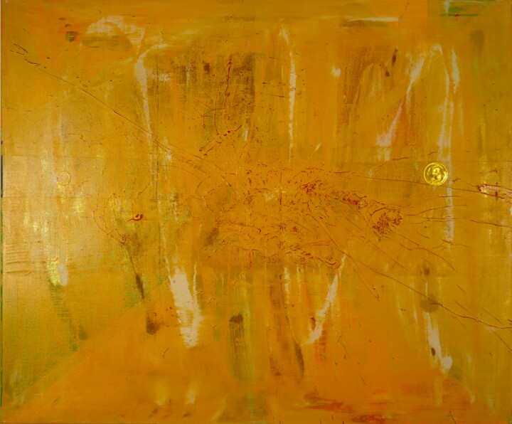 Painting titled "Goldene Sonne 16" by Ilir Osmani (Art Brovina), Original Artwork, Acrylic