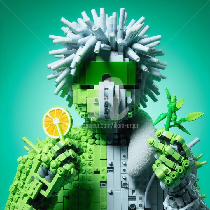 Digital Arts titled "Cyber Lime" by Ilkim Ergan, Original Artwork, AI generated image