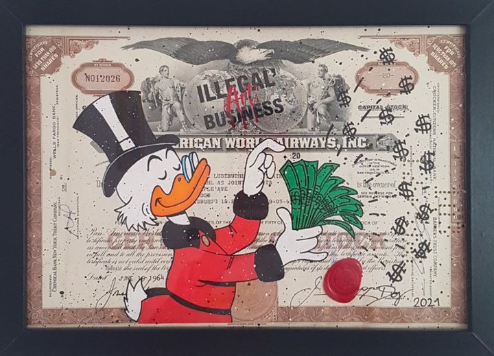 "The smell of money" başlıklı Tablo Illegalartbusiness tarafından, Orijinal sanat, Akrilik Ahşap panel üzerine monte edilmiş