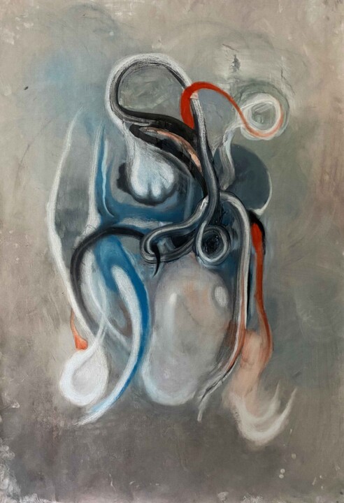 Painting titled "Bluedder" by Illia Prunenko, Original Artwork, Oil