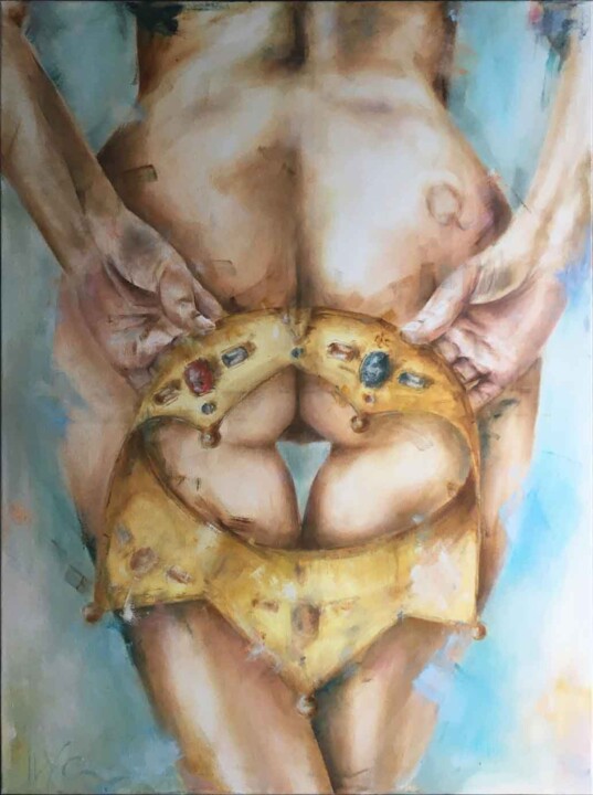 Картина под названием "Born to be queen" - Ilya Nimo, Подлинное произведение искусства, Масло Установлен на Деревянная панель