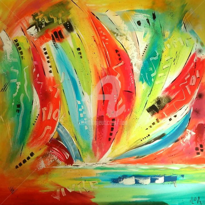 Painting titled "Toutes voiles dehors" by Iloa, Original Artwork, Acrylic