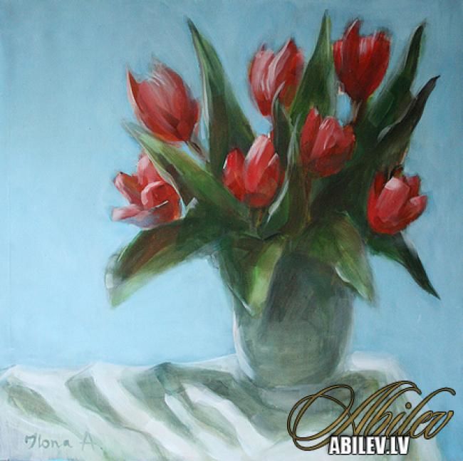 Painting titled "Tulpe" by Ilona Abileva, Original Artwork