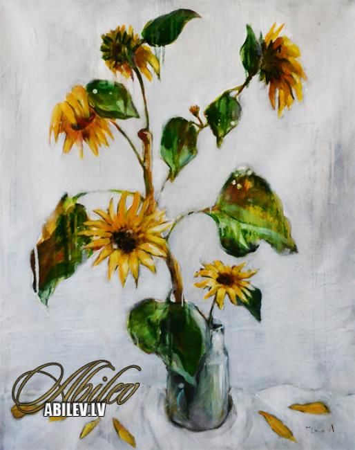 绘画 标题为“Sun Flowers in vase” 由Ilona Abileva, 原创艺术品
