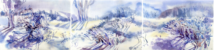 Painting titled "Winter branches. tr…" by Ilona Baleishyts, Original Artwork, Watercolor