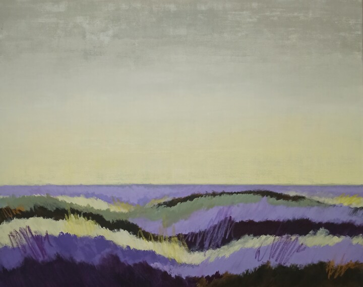 Painting titled "Lavander field" by Ilona Motalina, Original Artwork, Acrylic Mounted on Wood Stretcher frame