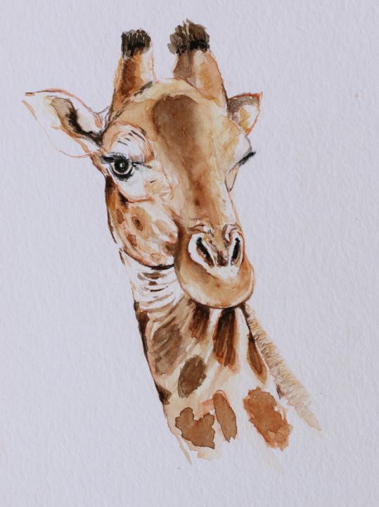 "giraffe" başlıklı Tablo Ilona Petzer tarafından, Orijinal sanat, Suluboya