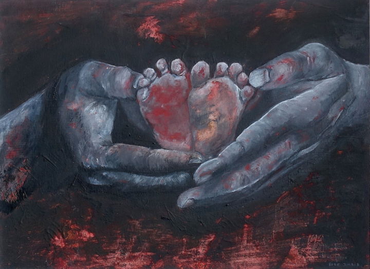 Pittura intitolato "Precious Begin" da Ilse Joris, Opera d'arte originale, Acrilico Montato su Cartone