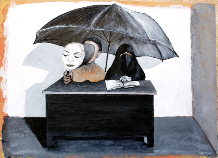 Pittura intitolato "Mask of Life" da Ilse Joris, Opera d'arte originale, Acrilico
