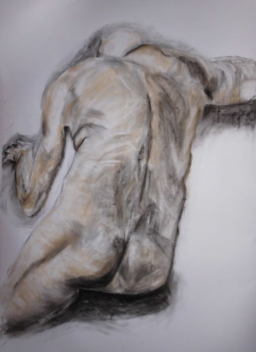 Drawing titled "Sleepy tired" by Ilse Joris, Original Artwork, Charcoal