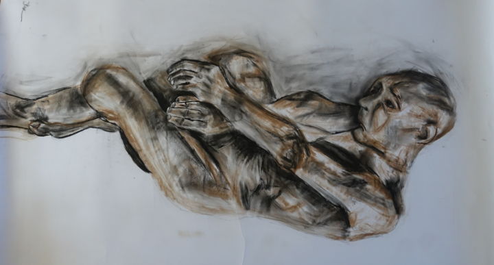 Drawing titled "Körperwelt" by Ilse Joris, Original Artwork, Charcoal