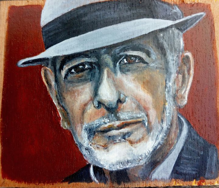 Картина под названием "Leonard Cohen" - Ilse Joris, Подлинное произведение искусства, Акрил