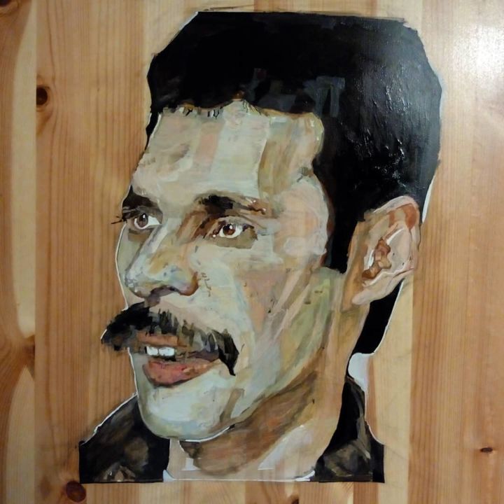 Painting titled "Freddie Mercury" by Ilse, Original Artwork, Watercolor
