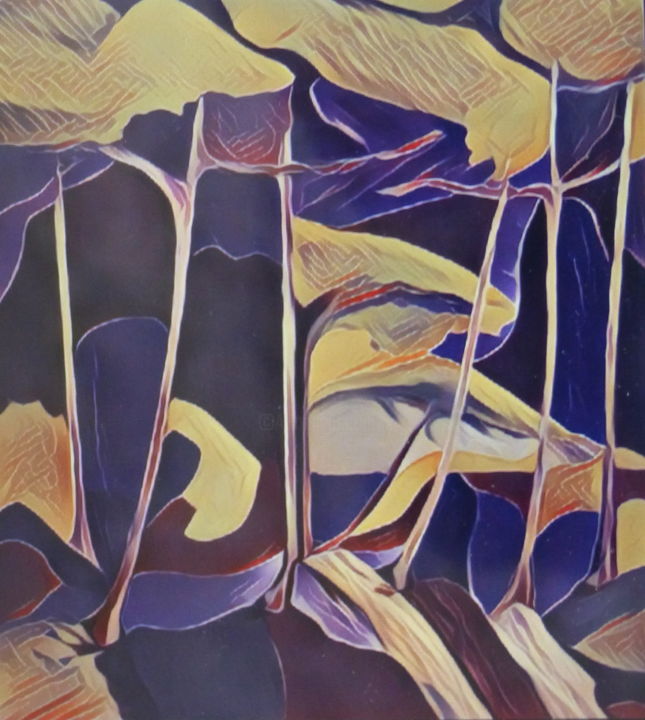 Peinture intitulée ""  Brocéliande  "" par Jeanne Le Guen, Œuvre d'art originale