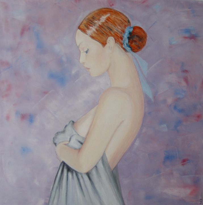 Painting titled "Jeanne" by Jeanne Le Guen, Original Artwork, Oil Mounted on Wood Stretcher frame
