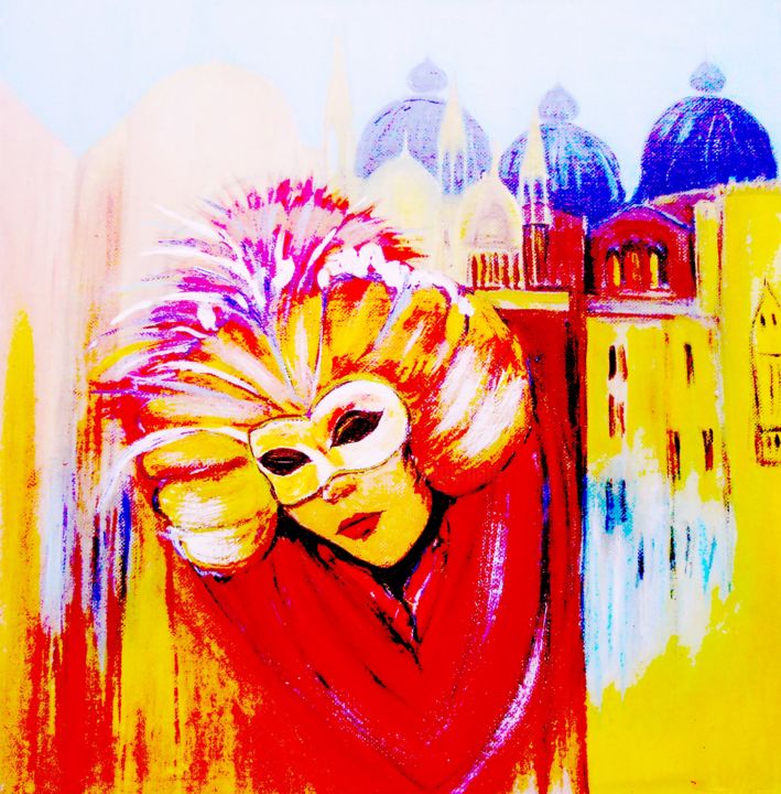 "" Carnaval à Venise…" başlıklı Tablo Jeanne Le Guen tarafından, Orijinal sanat, Petrol Ahşap Sedye çerçevesi üzerine monte…