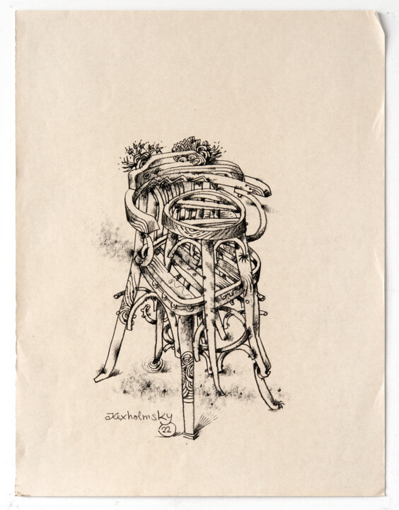 Drawing titled "STOOL OF THE DAY Nr…" by Ilya Kexholmsky, Original Artwork, Graphite
