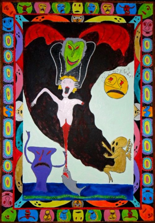 Malerei mit dem Titel ""Maldoror Est Mort"" von Acidether, Original-Kunstwerk, Acryl